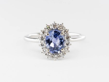 100 Ways  Oval Sapphire and Halo Diamond Ring | 1.62ct, 0.38ctw | SZ 6.75 | Online Sale