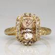 Morganite and Topaz Halo Ring | 2.50ctw, 0.15ctw | SZ 7.75 | Supply