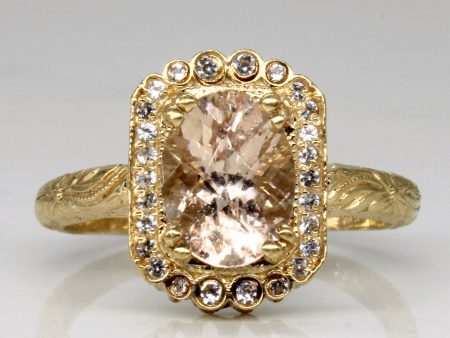 Morganite and Topaz Halo Ring | 2.50ctw, 0.15ctw | SZ 7.75 | Supply