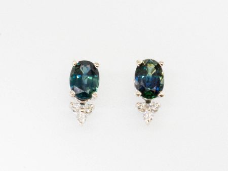 100 Ways  Oval Sapphire and Diamond Earrings | 3.18ctw, 0.21ctw | Online Hot Sale