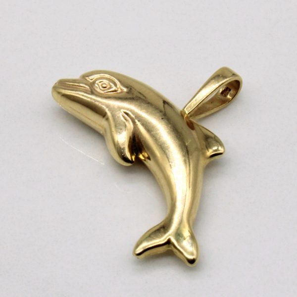 14k Yellow Gold Dolphin Pendant Online Sale