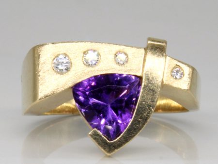 Amethyst & Diamond Abstract Ring | 1.00ct, 0.09ctw | SZ 10 | Online