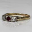 Diamond & Synthetic Ruby Three Stone Ring | 0.18ctw, 0.12ct | SZ 7.5 | Online Sale