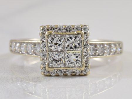 Grid Diamond Halo Ring | 0.90ctw | SZ 7 | Hot on Sale