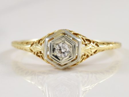 Solitaire Diamond Filigree Ring | 0.05ct | SZ 8 | on Sale