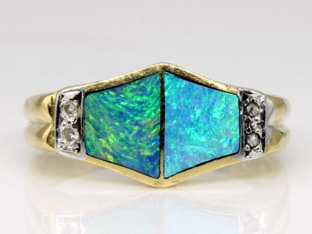 Opal Inlay & Diamond Ring | 0.25ctw, 0.02ctw | SZ 7.5 | Hot on Sale