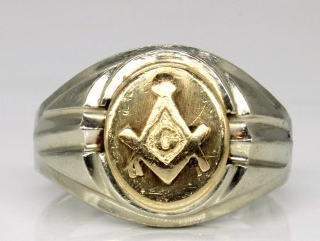 10k Two Tone Gold Free Masons Ring | SZ 8.25 | For Sale