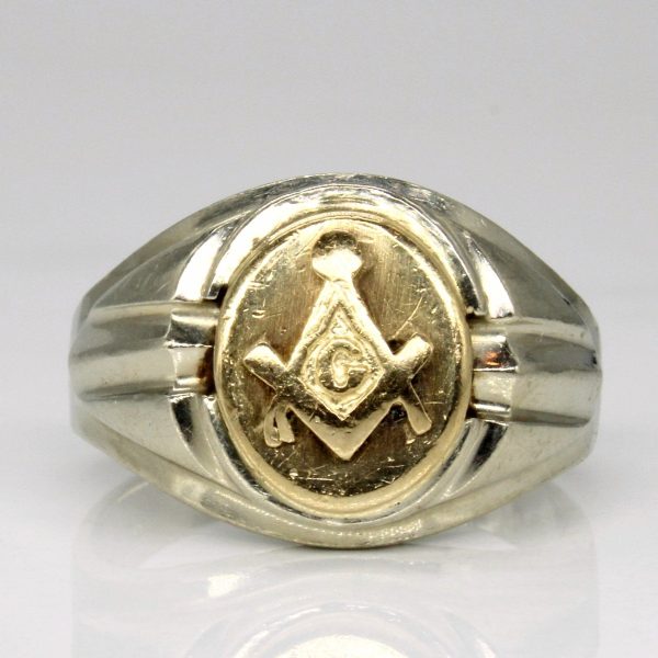 10k Two Tone Gold Free Masons Ring | SZ 8.25 | For Sale