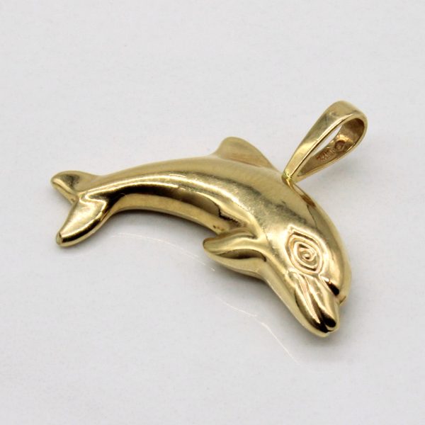 14k Yellow Gold Dolphin Pendant Online Sale