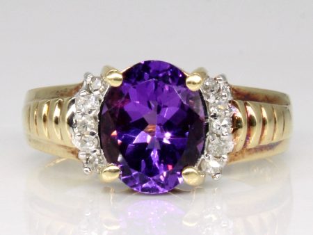 Amethyst & Diamond Cocktail Ring | 1.60ct, 0.10ctw | SZ 6.75 | For Discount