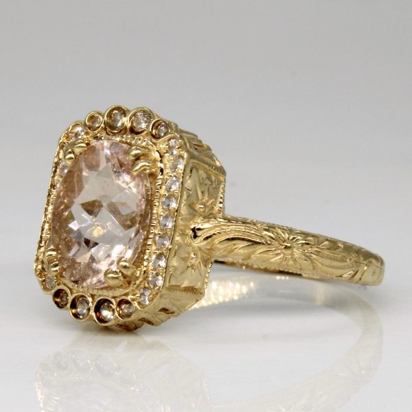 Morganite and Topaz Halo Ring | 2.50ctw, 0.15ctw | SZ 7.75 | Supply