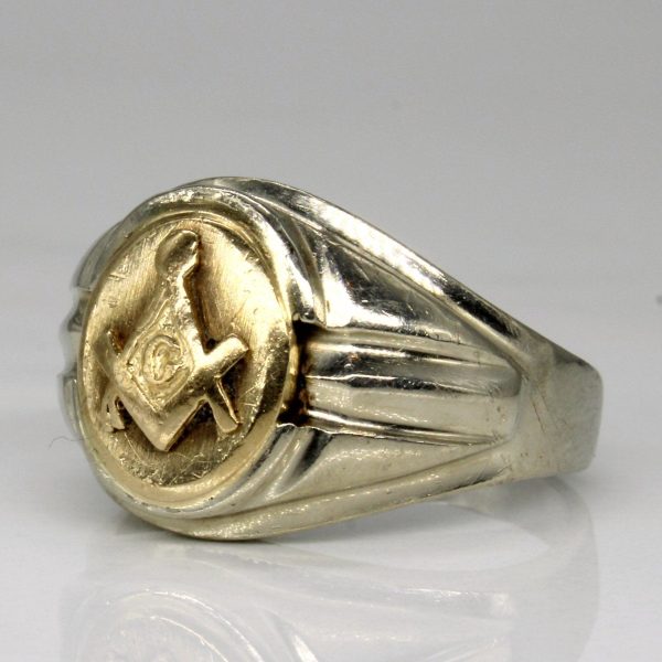 10k Two Tone Gold Free Masons Ring | SZ 8.25 | For Sale