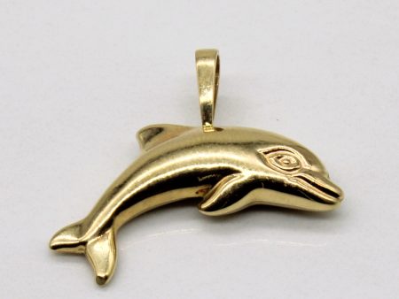 14k Yellow Gold Dolphin Pendant Online Sale