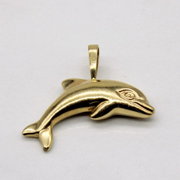 14k Yellow Gold Dolphin Pendant Online Sale