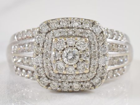 Cluster Diamond Halo Cathedral Ring | 0.92ctw | SZ 7.25 | Fashion