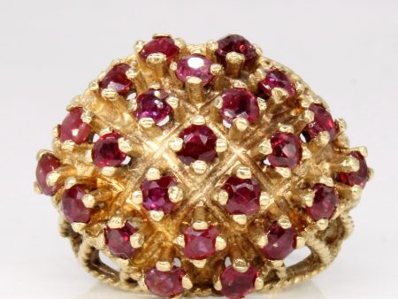 1978 Hallmarked Ruby Cluster Cocktail Ring | 1.85ctw | SZ 6 | Online Sale