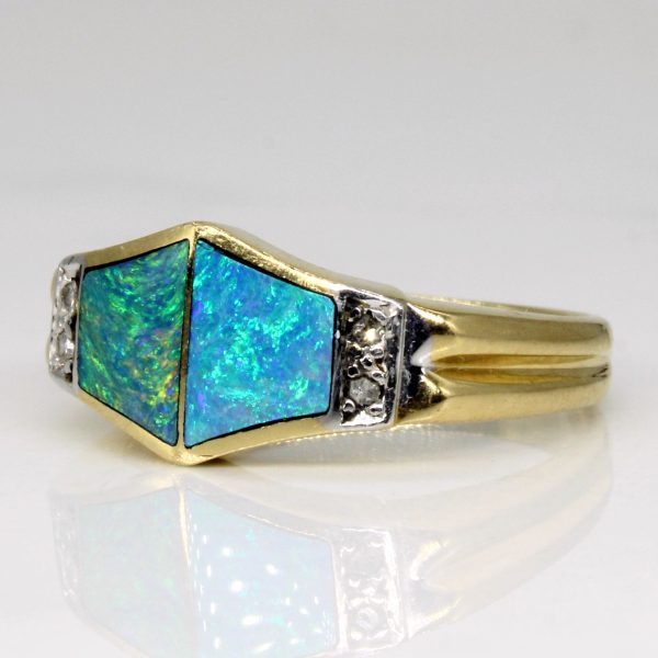 Opal Inlay & Diamond Ring | 0.25ctw, 0.02ctw | SZ 7.5 | Hot on Sale