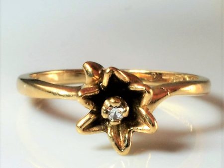 Yellow Gold Diamond Flower Ring | 0.02ct | SZ 4 | Fashion