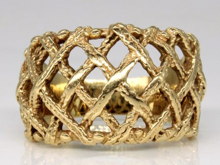 Yellow Gold Lattice Ring | SZ 8.25 | For Sale