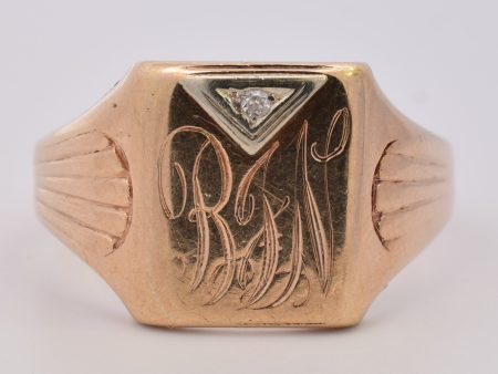 1930s Initial  BJN  Diamond Signet Ring | 0.01ct | SZ 11.5 | Sale