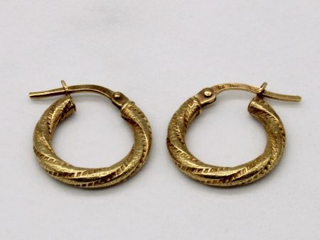 10k Yellow Gold Twisted Hoop Earrings Discount