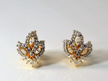 Floral Diamond Cluster Studs | 0.90ctw | on Sale