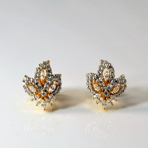 Floral Diamond Cluster Studs | 0.90ctw | on Sale