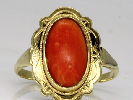 1950s Coral Cocktail Ring | 2.17ct | SZ 8 | Online Sale