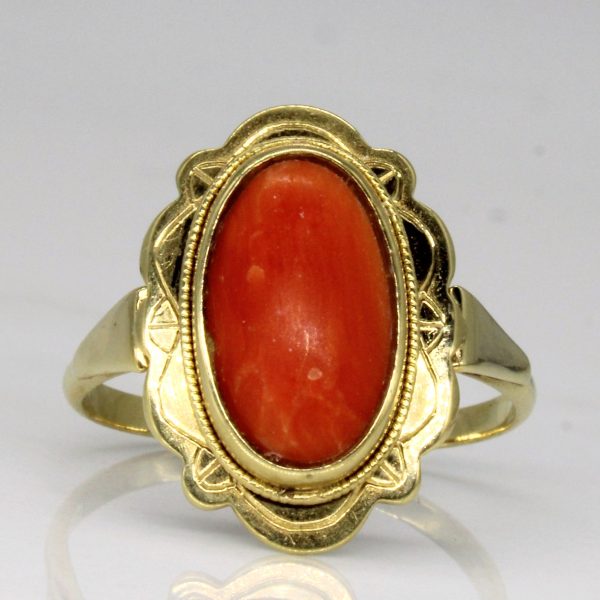 1950s Coral Cocktail Ring | 2.17ct | SZ 8 | Online Sale