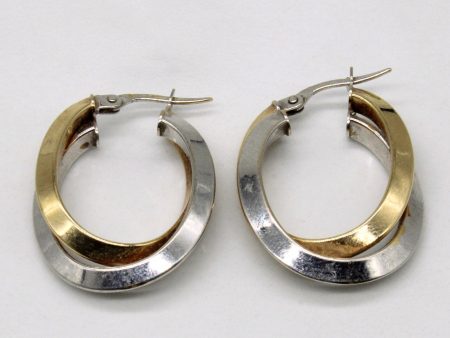 10k Two Tone Gold Hoop Earrings Cheap