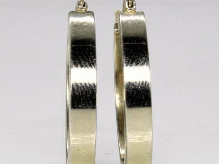 10k White Gold Oval Hoop Earrings on Sale