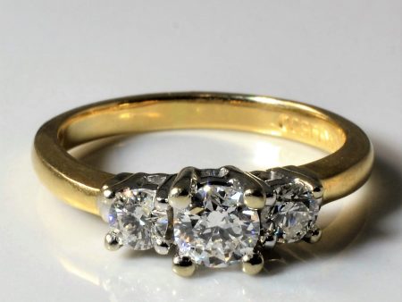 Yellow Gold Three Stone Diamond Ring | 0.51ctw | SZ 4.5 | For Cheap