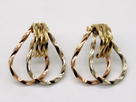 14k Tri-Tone Gold Earrings For Sale