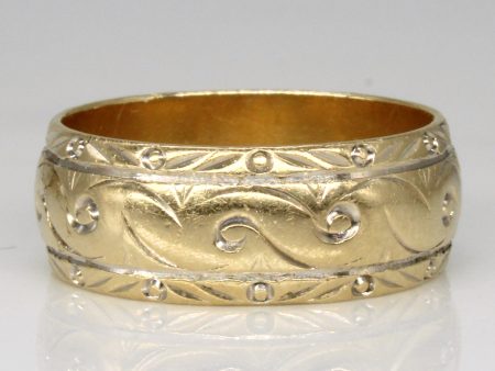 14k Yellow Gold Patterned Ring | SZ 9 | Cheap