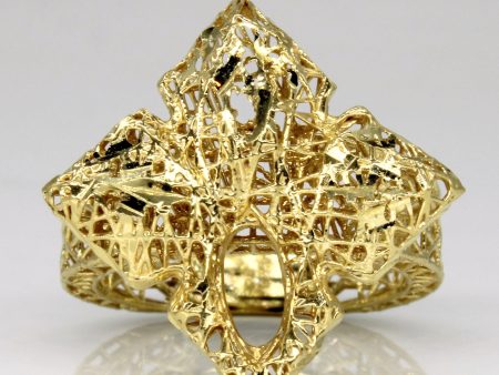 Yellow Gold Floral Lattice Ring | SZ 7.75 | Online Hot Sale