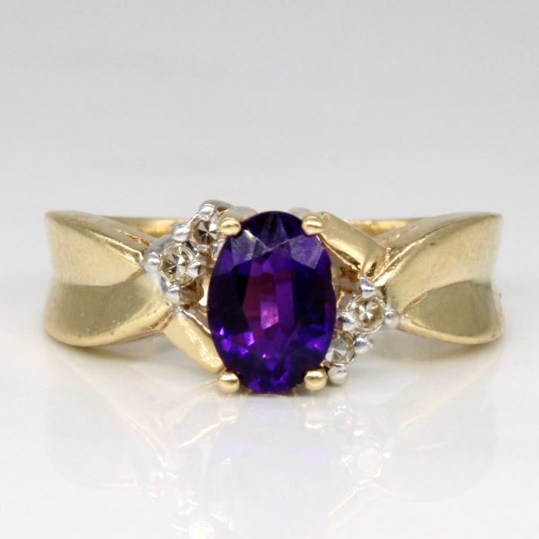 Amethyst & Diamond Twist Ring | 0.56ct, 0.04ctw | SZ 6.25 | Online Sale