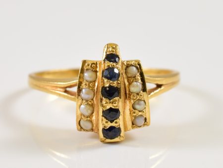 22k Sapphire & Seed Pearl Ring| 0.25ctw | SZ 6.75 | For Discount