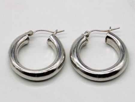 14k White Gold Hoop Earrings | Discount