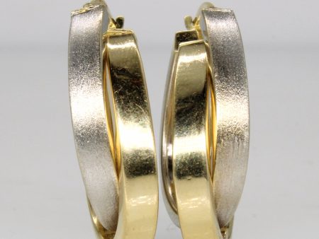 14k Two Tone Gold Hoop Earrings Cheap