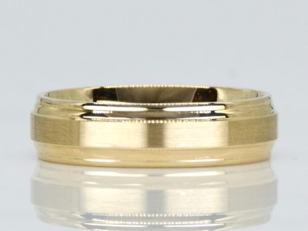 14k Yellow Gold Beveled Satin Finish Band | SZ 10 | Cheap