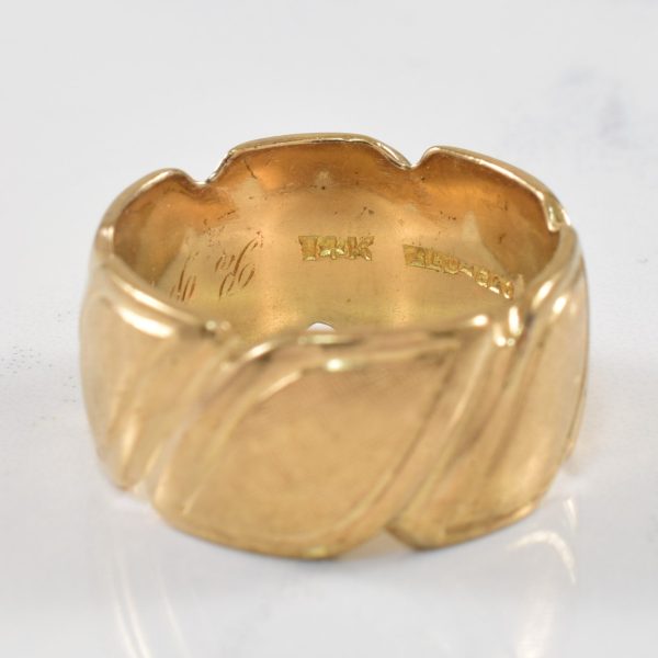 Yellow Gold Textured Wide Band | SZ 7 | Discount