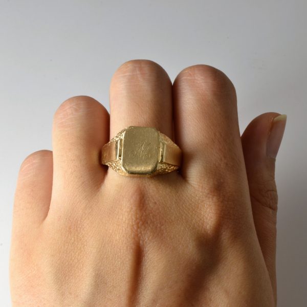 Yellow Gold Initial  M  Signet Ring | SZ 11.25 | Cheap