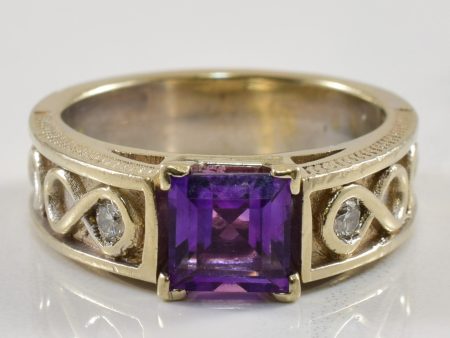 Amethyst & Diamond Infinity Ring | 0.90ct, 0.07ctw | SZ 7 | For Discount