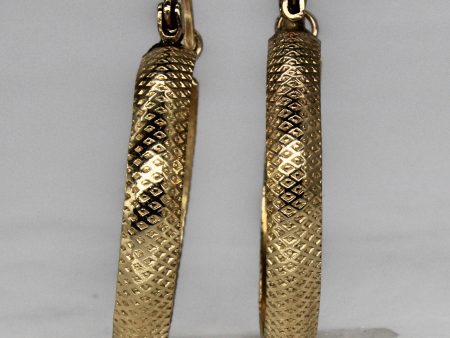 10k Yellow Gold Textured Hoop Earrings | For Cheap