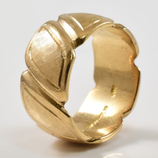 Yellow Gold Textured Wide Band | SZ 7 | Discount