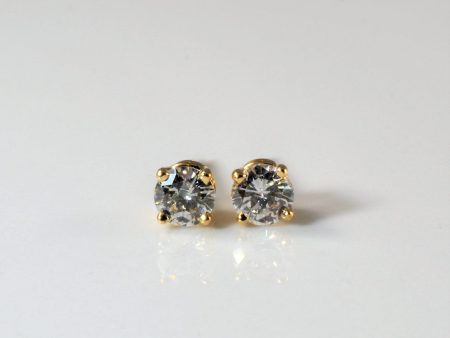 100 Ways  Classic Solitaire Diamond Stud Earrings | Yellow Gold | Est. 0.50ctw | For Sale