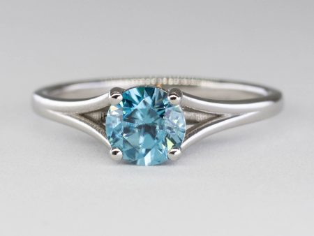 100 Ways  Split Shank Platinum Blue Zircon Ring | 1.75ct | SZ 6.5 | on Sale