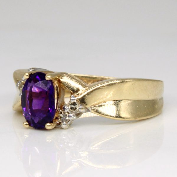 Amethyst & Diamond Twist Ring | 0.56ct, 0.04ctw | SZ 6.25 | Online Sale