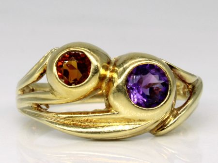 Amethyst & Citrine Abstract Ring | 0.43ct, 0.19ct | SZ 7 | Online Sale