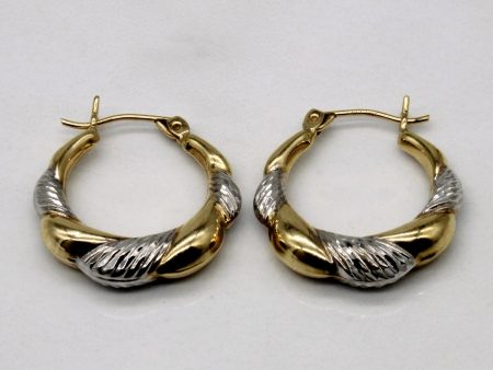 10k Two Tone Gold Hoop Earrings Cheap